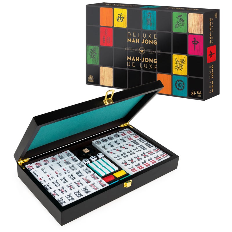 Spin Master Games Legacy Deluxe Mah Jong Classic Game with Two-Toned Tiles and Lined Wood Storage Case, Family Game for 4 Players Ages 8 and up - Image 1